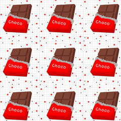 Cute Chocolate doodles drawing on white background beautiful seamless pattern. For printing, fabric, textile, manufacturing, wallpapers.