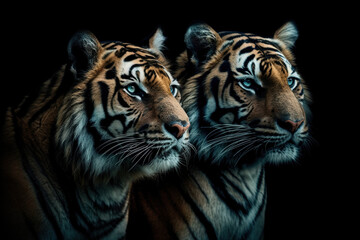 Fototapeta na wymiar two closeup tiger