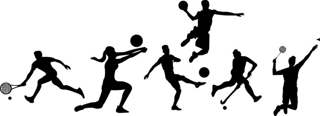 silhouettes of sports men,different games players,svg file for cricut and silhouette