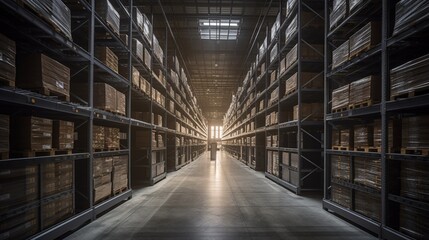 Innovative Smart Warehouse Solution with Advanced Automation Technology Cutting-Edge Logistics Facility Featuring Efficient Inventory Management Systems Image for Supply Chain and Industry Professiona