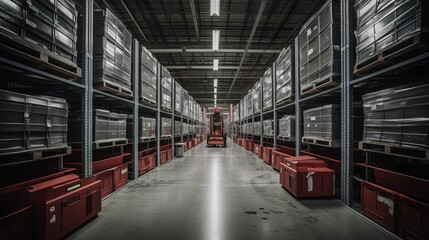 Fototapeta na wymiar Innovative Smart Warehouse Solution with Advanced Automation Technology Cutting-Edge Logistics Facility Featuring Efficient Inventory Management Systems Image for Supply Chain and Industry Professiona