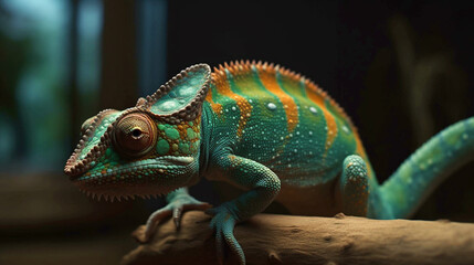 Obraz premium Beautiful illustration of a chameleon sitting on a branch