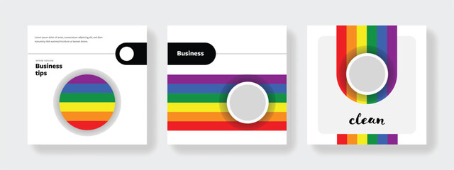 LGBTI+ community templates, social media posts, lesbian, gay, bisexual, transgender, intersex, coloured gradient background, vector, sex orientation, gender identity, thematic template