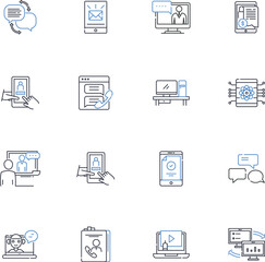 Handheld ph line icons collection. Smartph, Mobile, Device, Cellular, Portable, Wireless, Gadgets vector and linear illustration. Communication,Battery,Touchscreen outline signs set