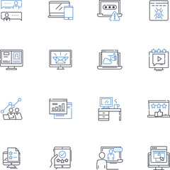 Electronic line icons collection. Gadget, Circuit, Device, Plug, Computer, Charger, Screen vector and linear illustration. Audio,Digital,Keyboard outline signs set