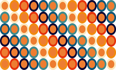background with vintage color circles pattern, repeat seamless style, replete image red yellow blue green orange design for fabric printing
