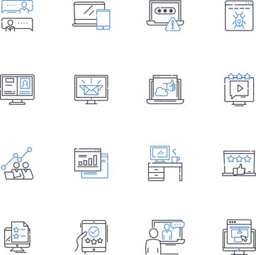 Electronic line icons collection. Gadget, Circuit, Device, Plug, Computer, Charger, Screen vector and linear illustration. Audio,Digital,Keyboard outline signs set