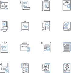 Notes line icons collection. Scribble, Jotting, Memo, Reminders, Memoir, Notebook, Reminder vector and linear illustration. Memorabilia,Scribbles,Annotations outline signs set