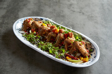 Grilled Chicken Wings with Vegetables