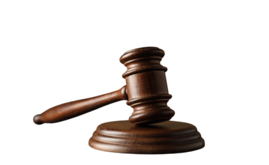 Judge gavel isolated on white background, close up, PNG