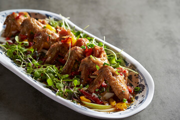 Grilled Chicken Wings with Vegetables