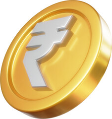 Golden rupee coin 3d render illustration