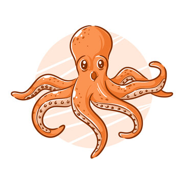 Hand drawn octopus cartoon clipart