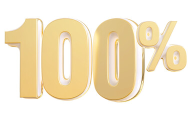Number 100 Percent 3d Gold Number