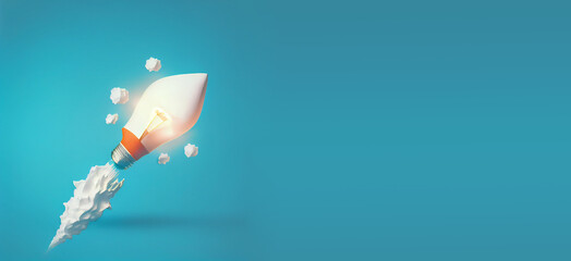 Rocket takeoff, start new job, innovation, success and leadership concept, new business challenge, generative AI