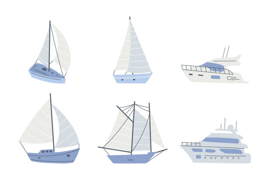 Set of yachts and sailboats