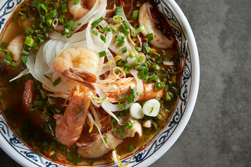 Shrimp seafood rice noodles, Pho noodle	