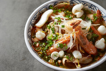 Shrimp seafood rice noodles, Pho noodle	