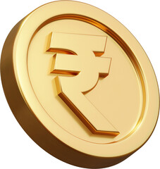 Golden rupee coin 3d render illustration