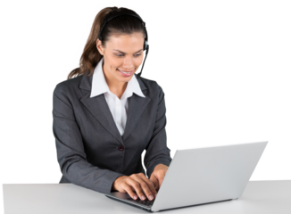 Portrait of a Female Phone Operator in Headset