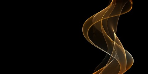 Abstract golden colored light patterns and patterns in the form of simple elements on a black background