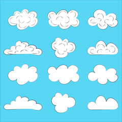 Vector clouds sketch white weather
