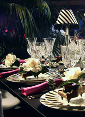 Fragrant white gardenias and jasmine add texture to the color palette of a winter formal banquet.