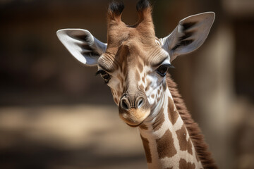 Portrait d'un bébé girafe vue de face » IA générative