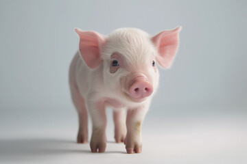 Portrait d'un bébé cochon rose sur fond gris » IA générative