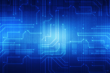 Fototapeta premium 2d illustration Abstract futuristic electronic circuit technology background