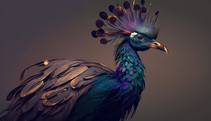 Peacock abstract wallpaper. Soft background with cute peafowl  bird in Pastel colors generative ai