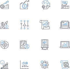 Statistic interpretation line icons collection. Analysis, Data, Insight, Analytics, Trends, Graphics, Inference vector and linear illustration. Charts,Explanations,Percentages outline signs set