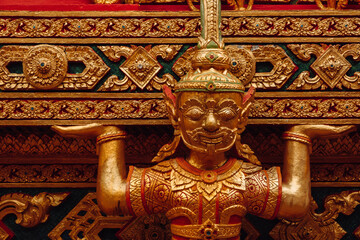 Buddhism Religion Golden Temple Image Sough-East Asian Praying Statue