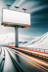 Big Blank Billboard by the road. Generative AI