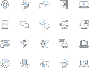 Web connectivity line icons collection. Broadband, WiFi, Fiber, Internet, Ethernet, G, Satellite vector and linear illustration. Router,Modem,Hotspot outline signs set