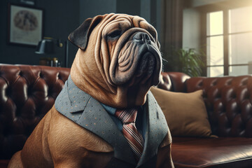 Portrait d'un bulldog anglais au travail » IA générative