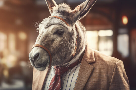 Gros plan d'un ane businessman dans son entreprise &raquo; IA g&eacute;n&eacute;rative