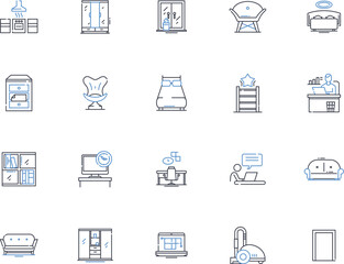 Chest line icons collection. Pectorals, Muscles, Strength, Fitness, Exercise, Chestplate, Sternum vector and linear illustration. Anatomy,Respiration,Lung capacity outline signs set