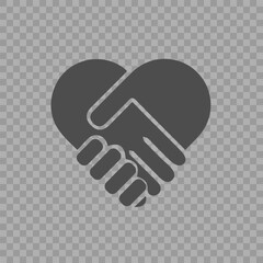 Handshake symbol forming a heart vector icon eps 10. Hands shaking.