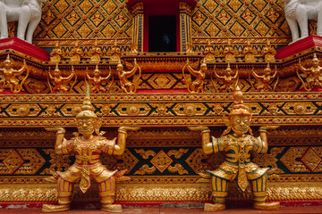 Buddhism Religion Golden Temple Image Sough-East Asian Praying Statue