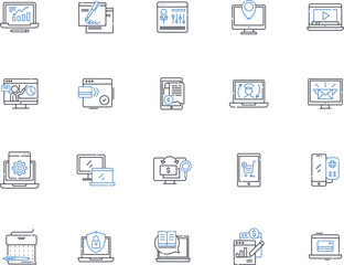 Tools line icons collection. Hammer, Saw, Screwdriver, Drill, Wrench, Pliers, Tape measure vector and linear illustration. Chisel,Level,Clamp outline signs set