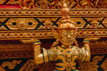 Buddhism Religion Golden Temple Image Sough-East Asian Praying Statue