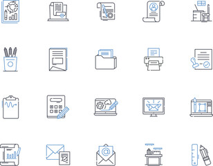 Emending line icons collection. Editing, Revision, Correction, Improvement, Refinement, Enhancing, Polishing vector and linear illustration. Perfecting,Rectifying,Amending outline signs set