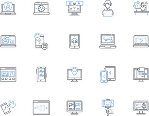 Applicant line icons collection. ompetent, ambitious, diligent, adaptable, resourceful, skilled, professional vector and linear illustration. dedicated, reliable, confident outline signs set