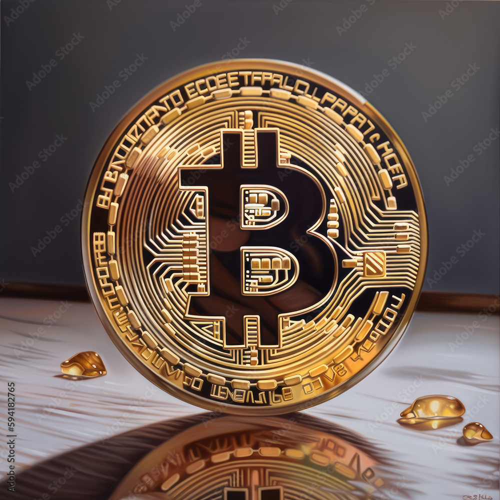 Aufkleber Bitcoin on abstract background. generative ai.