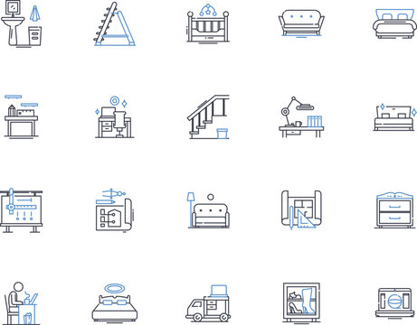 Ottoman line icons collection. Empire, Sultan, Conquest, Janissary, Caliphate, Byzantine, Mosque vector and linear illustration. Bazaar,Pasha,Harem outline signs set