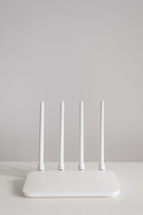 White router on table with copy space