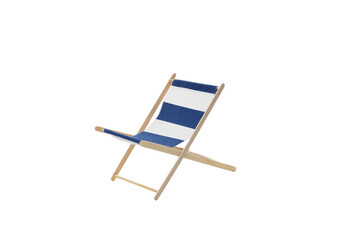 Empty deck chair isolated on white background