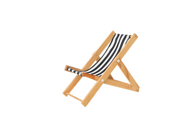 Empty deck chair isolated on white background