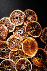 Fototapeta na wymiar Dried oranges and hot tea 